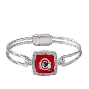 Ohio State Buckeyes Women's Squared Crystal Logo Bangle Bracelet NCAA